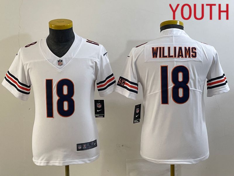 Youth Chicago Bears #18 Williams White Second generation 2024 Nike Limited NFL Jersey style 1->->Youth Jersey